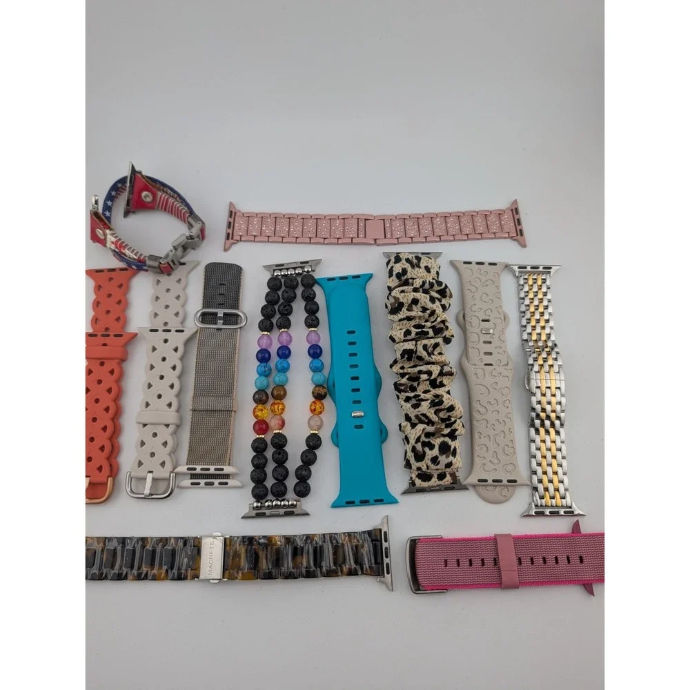 Apple Watch Band Lot of 12 - Beaded, Silicone, Stretch, Link 42,44,45mm